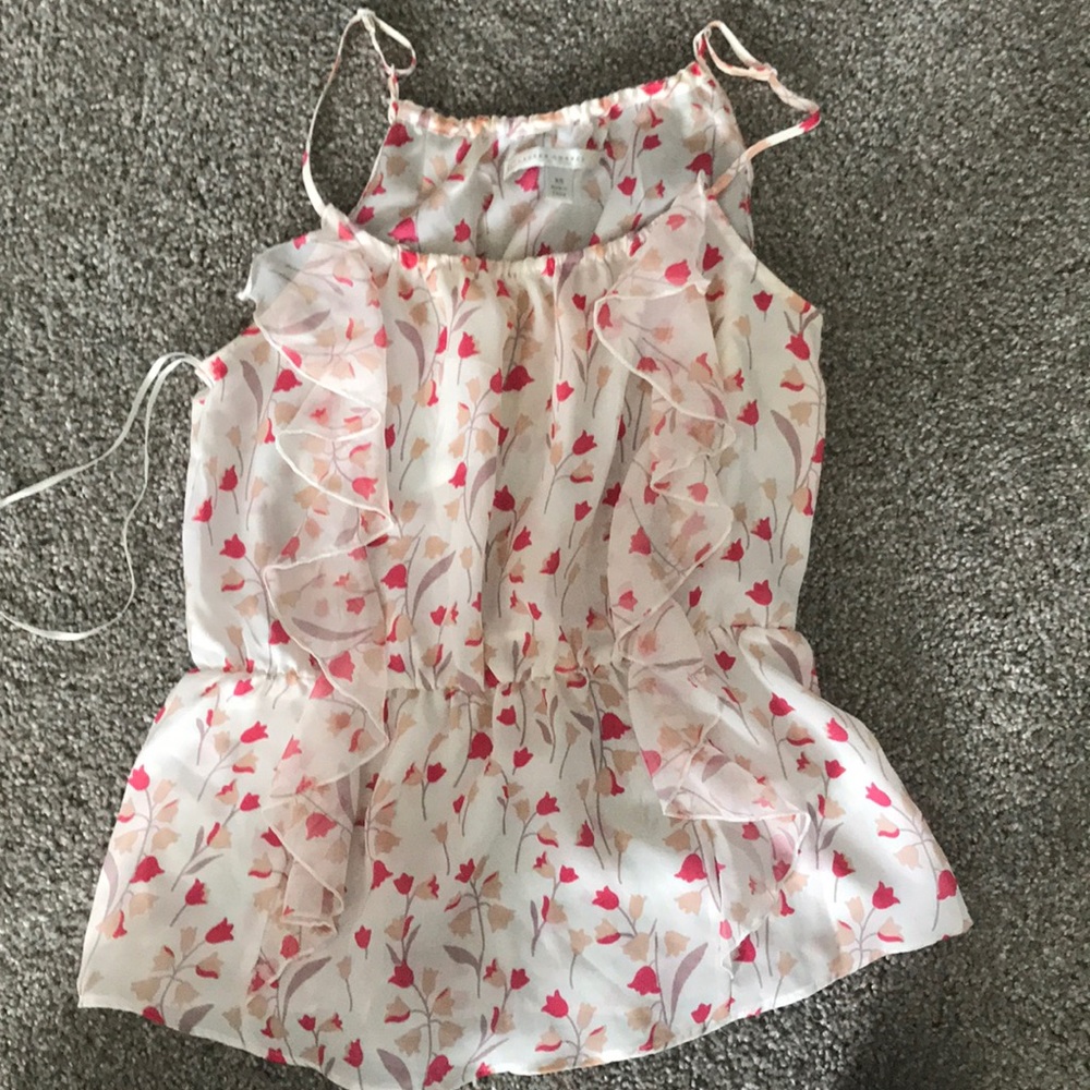 Lauren Conrad peplum ruffle floral print tank